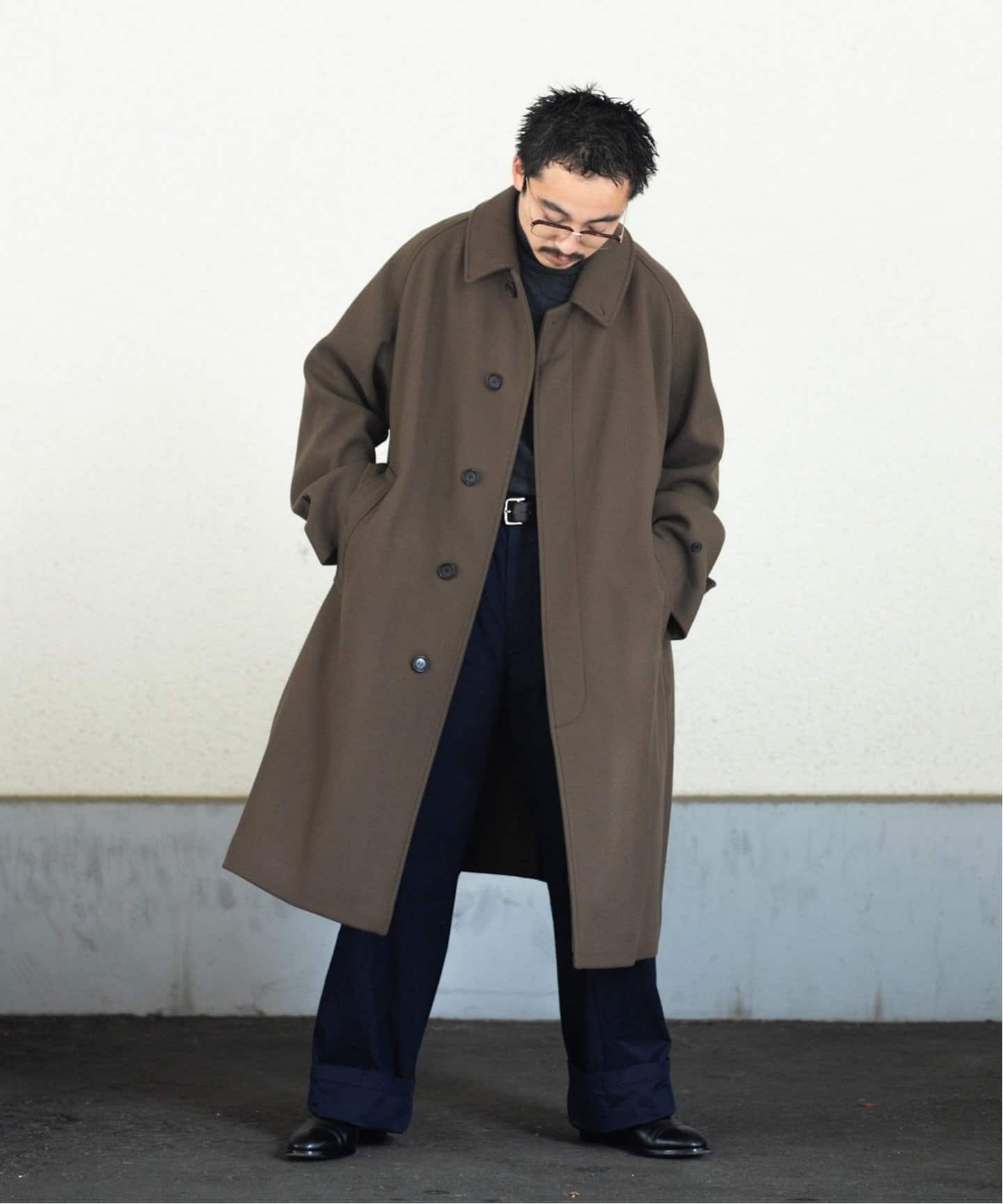 満点の 【LE / エルイー】WOOL Balcollar coat ステンカラーコート 