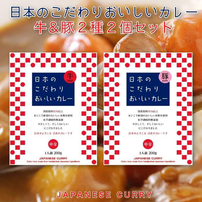 日本のこだわりおいしいカレー  牛＆豚 2種2個セット