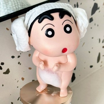 臺灣現/🎀擺件 桌面可愛擺件 迷你擺件蠟筆小新手辦日漫手辦擺件桌面野原新之助模型搪膠公仔洗澡小新GK