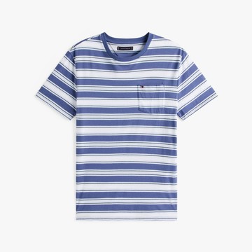 【Tommy Hilfiger】條紋口袋 T 恤_藍色