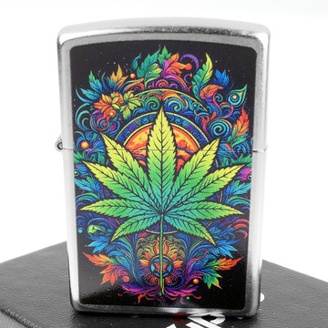 【ZIPPO】美系~Cannabis Design-大麻葉圖案打火機NO.46575