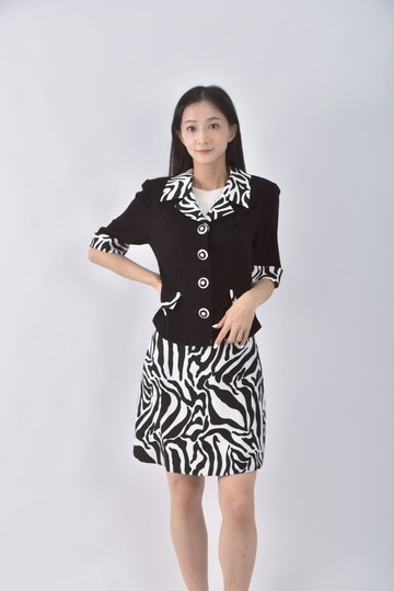 (S) o girl質感斑馬紋黑色套裝