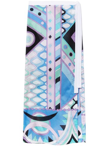 PUCCI - Vivara-print cotton wrap skirt - women - Cotton - 44 - Blue