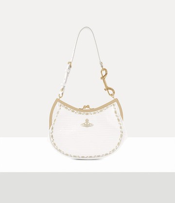 Vivienne Westwood Charm Frame Purse Mini Croc-embos Foil White