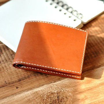 真皮皮夾 | 手工皮夾 | 客製化禮物 | 植鞣皮-短夾一號-六卡插款