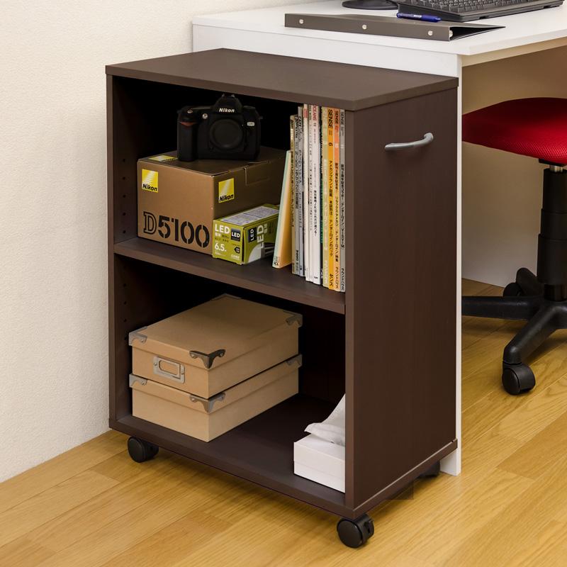 国内初の直営店 デスクサイドワゴン 収納ラック キャスター付き 棚2段 53cm×31cm 本棚・本収納