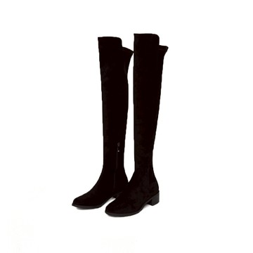 GREEN PINE顯瘦感彈力過膝中跟襪靴 黑色 (00185311)