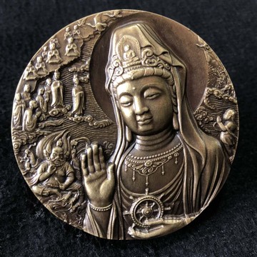 純銅佛手觀音銅章文財神武財神銅印章書房書桌裝飾品印章桌面擺件