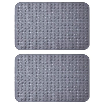浴室按摩防滑墊 冰川灰 舒適按摩 柔軟矽膠 耐用易彎 快速排水 吸盤固定  68.5 x 35.7cm  1組