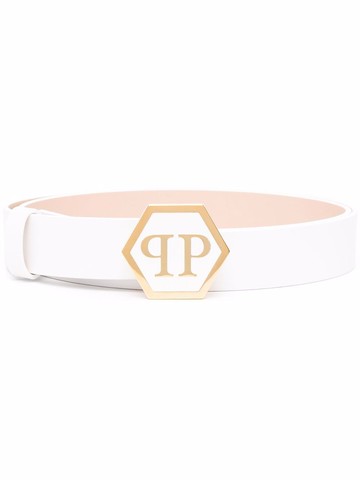 Philipp Plein - Hexagon leather belt - women - Calf Leather - 85 - White
