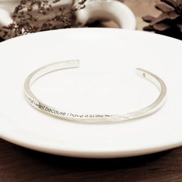 幾何方扭 質感手環 中款 刻字版 客製化訂製 925純銀手環