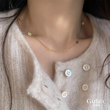 〔快速出貨〕【Gulicc】時尚 金色小豬鼻 細緻鎖骨鍊