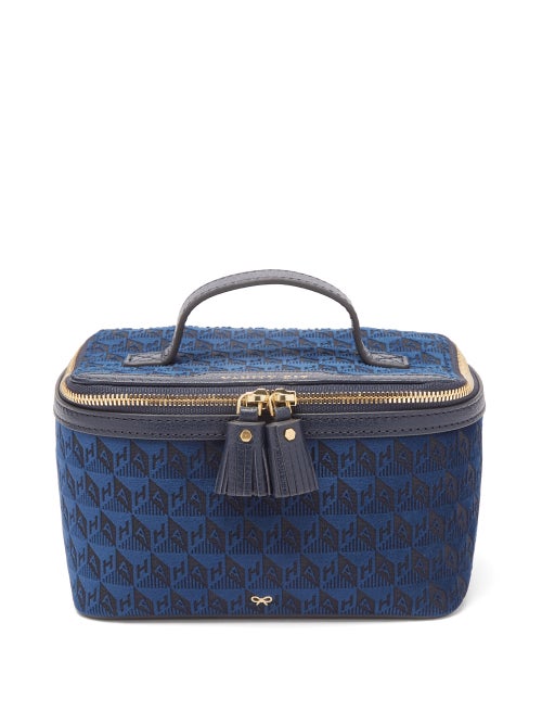 Anya Hindmarch - Monogram-jacquard Vanity Case - Womens - Navy