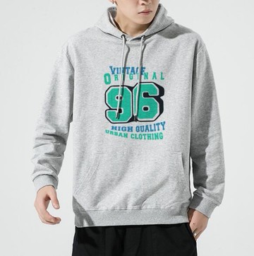 FINDSENSE X 2022 街頭時尚 男士 美式96數字印花 連帽套頭長袖外套 連帽T恤 長袖帽T