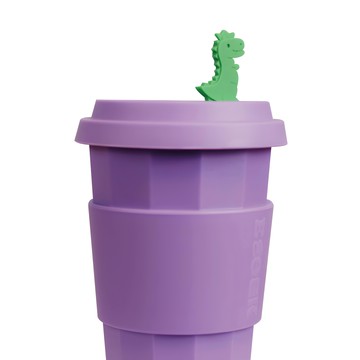 EEeEK 艾克 動物造型矽膠吸管大容量保溫杯 紫色  490ml  1個