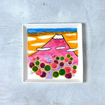 春天的富士山（鳴鳥）方盤（21厘米）