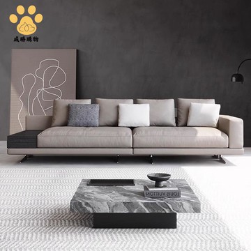 【高端軟包】意式極簡 真皮沙發 樣板間客廳扶手多功能直排別墅沙發W9/20