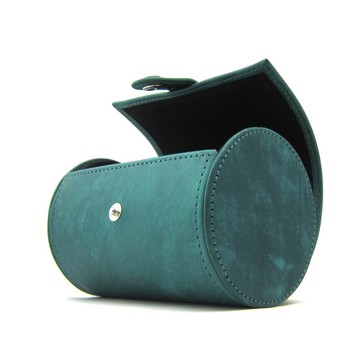 領帶盒 錶盒 腕錶盒 圓筒形 硬殼 真皮 油蠟 義大利製 植鞣皮革