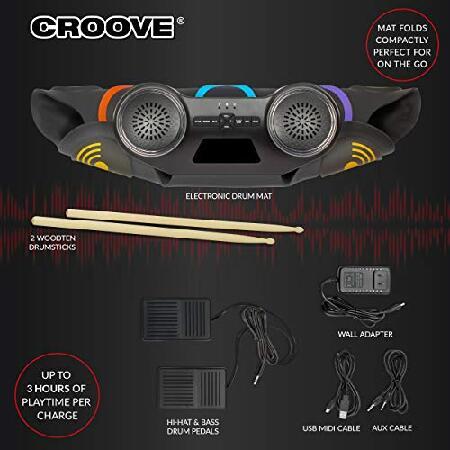 Croove Electronic Drum for kids Drum Pads ＆ Pedals Rechargeable Drums for kids Headphone Jack Makes It A Great Drum Set For Kids Great be