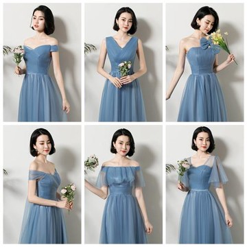 伴娘服2025新款姐妹團藍色禮服婚禮合唱晚禮服長款氣質顯瘦女夏季
