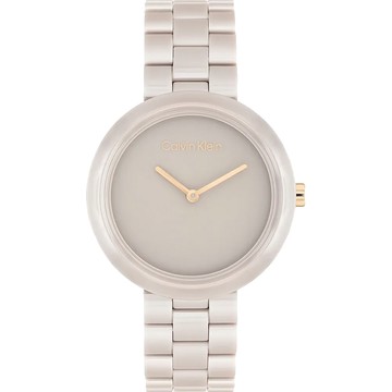 Calvin Klein 凱文克萊 CK Pure 簡約雙針陶瓷女錶-34mm 25100073