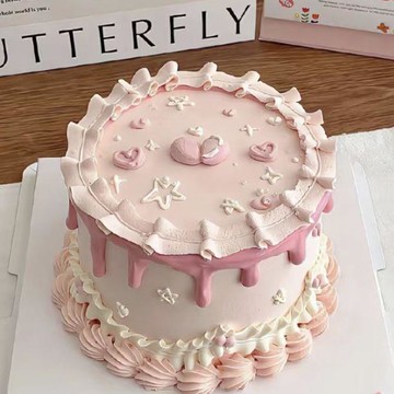 免運/附發票 仿真蛋糕模型 芭蕾風蝴蝶結網紅新款蛋糕模型仿真生日假蛋糕樣品櫥窗擺件