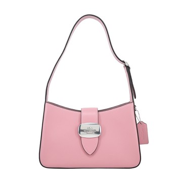 COACH  ELIZA 專櫃款滑面皮革麂皮手提/肩背包(淺粉)