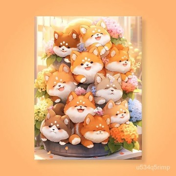 💎鑽石貼畫 手工鑽石畫 益智 DIY立體鑽貼畫 相框畫 可愛動物貓咪小狗超萌毛團團鑽石畵diy手工粘貼高級小衆裝飾畵