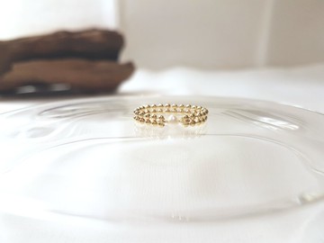 珍珠 雙層 圓珠 鍊戒