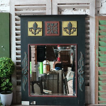 歐式復古巴洛克浮雕裝飾掛鏡浴室鏡玄關臺壁掛鏡子1入