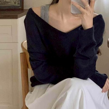 正韓針織上衣 羊毛長袖針織衫WHN1025-創翊韓都