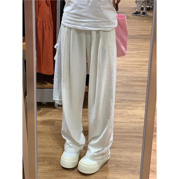 梨形身材白色奶芙褲女夏新款胖妹妹mm高腰寬松顯瘦休閑闊腿山本褲