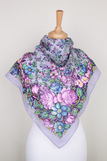 原創 Pavlovo Posad 俄羅斯披肩 100% 羊毛 羊毛圍巾 72x72 厘米