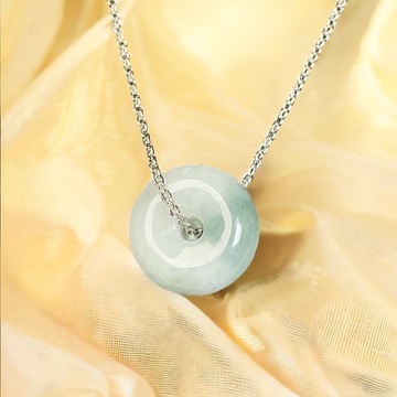 冰糯飄綠翡翠平安扣項鍊 | 天然緬甸玉翡翠A貨 | 送禮