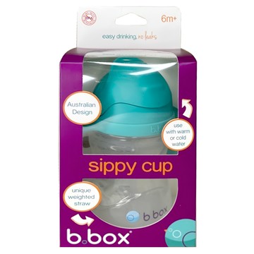 b.box 防漏學習水杯 易於握持把手 加重吸管球設計 6個月以上寶寶適用  湖水綠  240ml  1盒