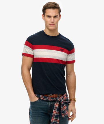 Superdry Men's Essentials Stripe T-shirt Navy Size: L
