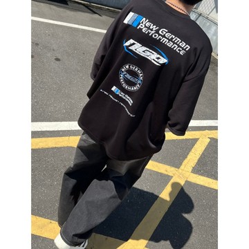 【ANNOYING LIFE】🇰🇷 NPG 賽車 復古 印花 厚磅 短T 2色 寬鬆 落肩 情侶 短袖 上衣 #036A