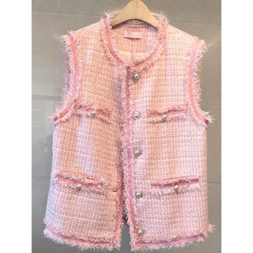 2025小香風馬甲女潮流中長款外穿網紅名媛粗花呢馬夾歐貨無袖背心