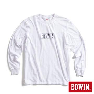 EDWIN 男款 網路獨家 雜訊LOGO長袖T恤(白色)