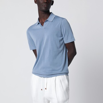 Light blue cotton knit polo