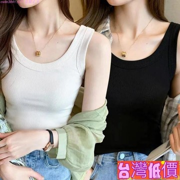 悅裳💎台灣免運💎韓版螺紋背心上衣女 防走光無袖上衣 顯瘦背心女 打底修身無袖背心 內搭外穿打底吊帶背心 無袖上衣 背