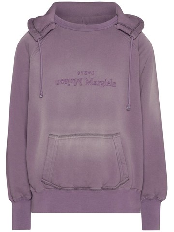 Maison Margiela - reverse-logo cotton hoodie - women - Cotton - XL - Purple