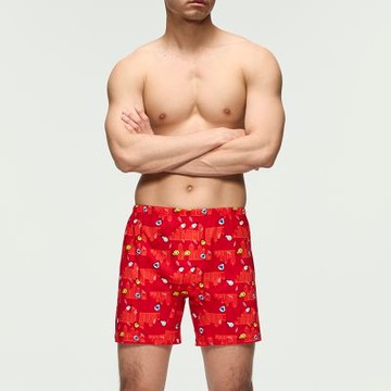 Mr.DADADO-愛印都心 M-3L印花四角男內褲-天然絲光棉(紅色)GHQ524RS