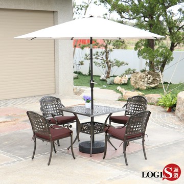 韻藏鑄鋁庭園一桌四椅休閒桌椅 【EUT-4K】
