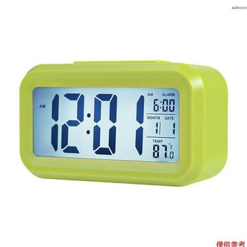 智能夜光聰明鍾 數字電子鬧鐘 日期/溫度/貪睡/感應背光/鬧鐘（不帶電池出貨）型號CHH1019 綠色
