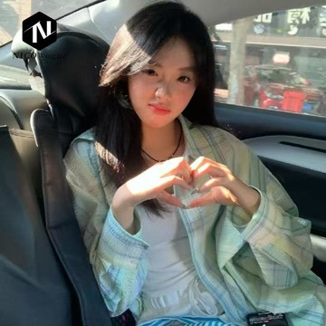 【Nico】薄荷綠格子襯衫外套女2026春夏季法式溫柔小清新氛圍感防曬衫襯衣