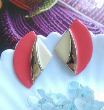 Vintage Jewelry 西洋古董飾品 復古普普 撞色 針式耳環