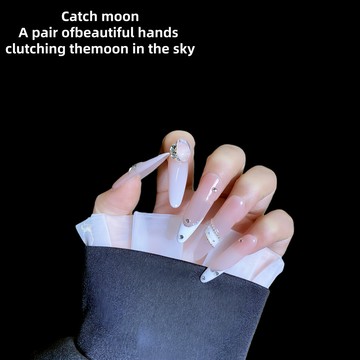 💛Hannah💛元旦新品發售穿戴甲純手作溫柔複古國風手繪鑽球裸粉漸變水鑽立體小花美甲溫柔IKK29