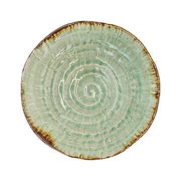 石目盛皿-日本製  綠釉  1個