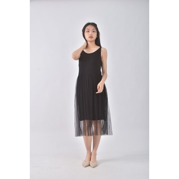 (S) dx xihan質感薄紗黑色洋裝二手衣